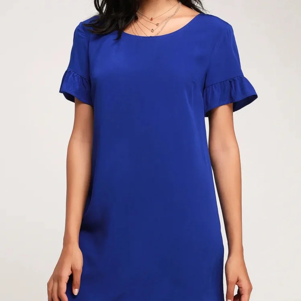Lulu's Royal Blue Ruffle Sleeve Shift Dress - Picture 2 of 5